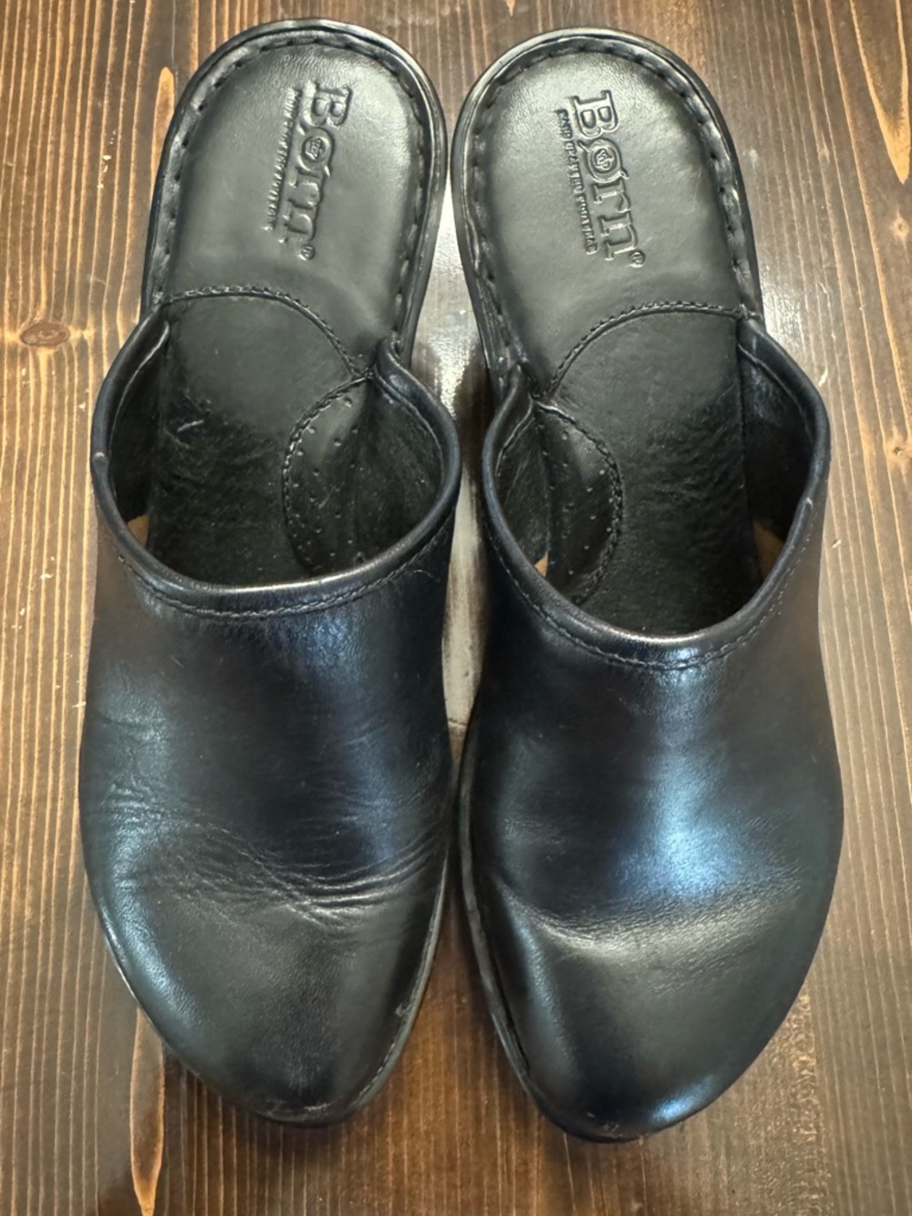 Born Black Leather Heeled Mules - Picture 3 of 9